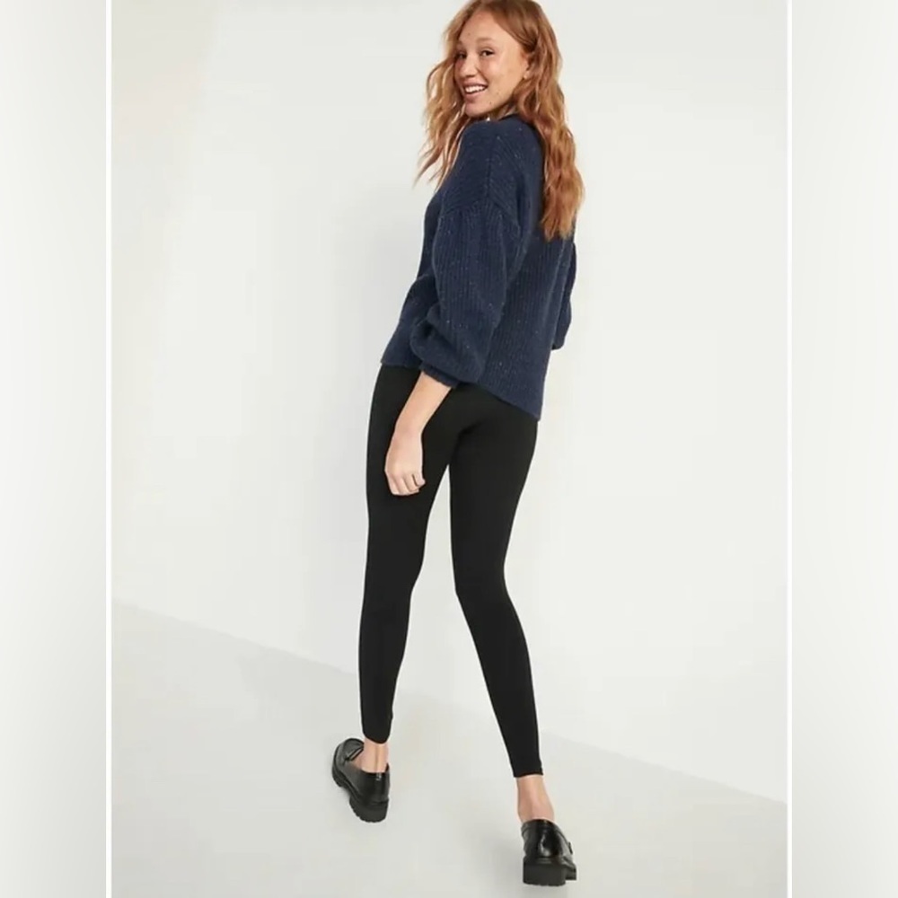 OLD Navy Jersey Thick Elastic-Waist Leggings Black XL